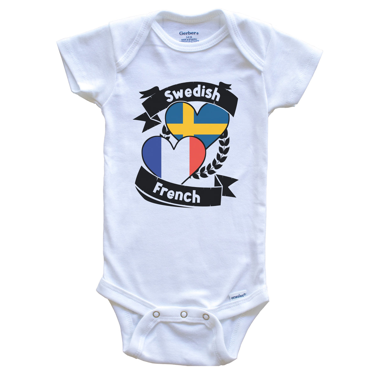 Swedish French Heart Flags Sweden France Baby Bodysuit
