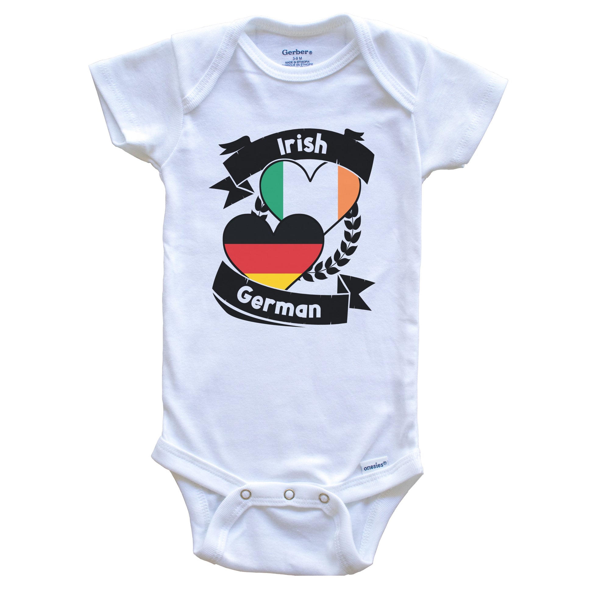 Irish German Heart Flags Ireland Germany Baby Bodysuit