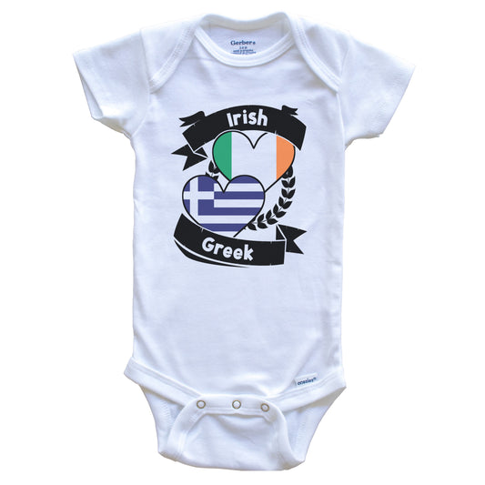 Irish Greek Heart Flags Ireland Greece Baby Bodysuit