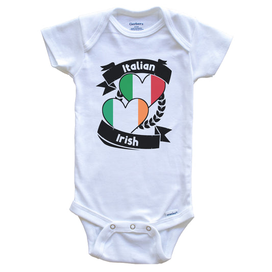 Italian Irish Heart Flags Italy Ireland Baby Bodysuit