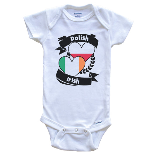 Polish Irish Heart Flags Poland Ireland Baby Bodysuit