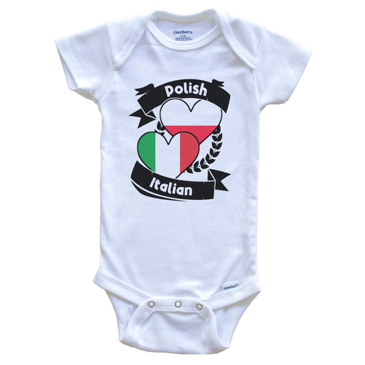 Polish Italian Heart Flags Poland Italy Baby Bodysuit