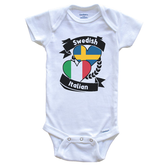 Swedish Italian Heart Flags Sweden Italy Baby Bodysuit