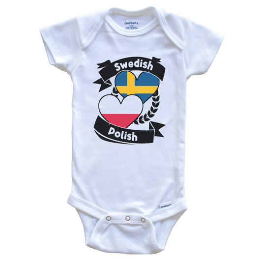 Swedish Polish Heart Flags Sweden Poland Baby Bodysuit