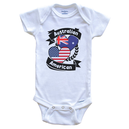 Australian American Hearts USA Flag Australia Flag Baby Bodysuit