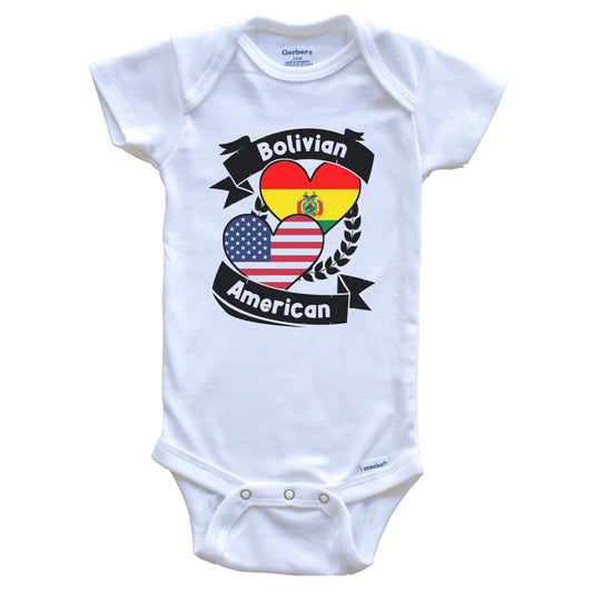 Bolivian American Hearts USA Flag Bolivia Flag Baby Bodysuit