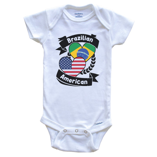 Brazilian American Hearts USA Flag Brazil Flag Baby Bodysuit