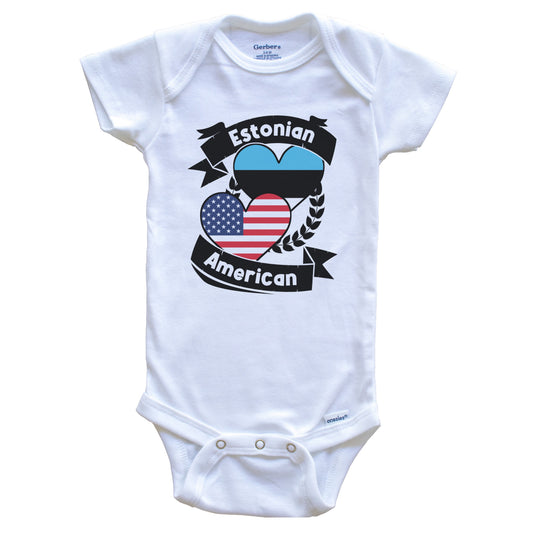Estonian American Hearts USA Flag Estonia Flag Baby Bodysuit