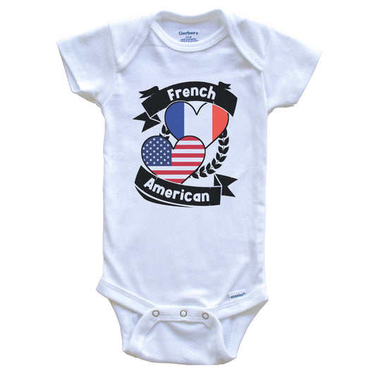 French American Hearts USA Flag France Flag Baby Bodysuit