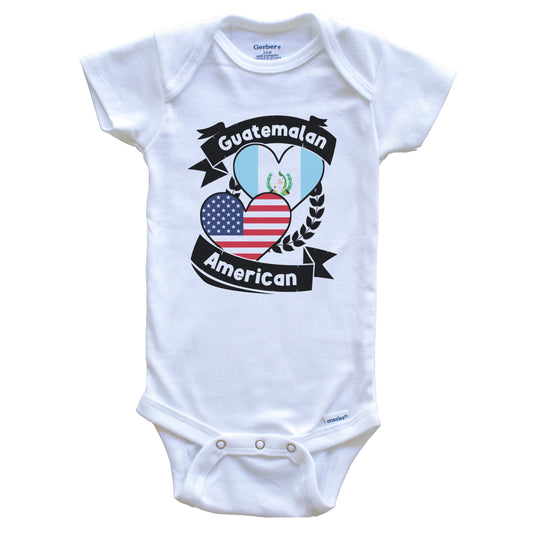 Guatemalan American Hearts USA Flag Guatemala Flag Baby Bodysuit