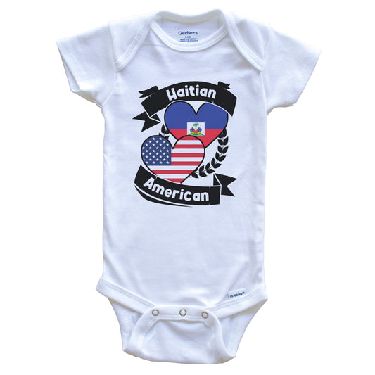 Haitian American Hearts USA Flag Haiti Flag Baby Bodysuit