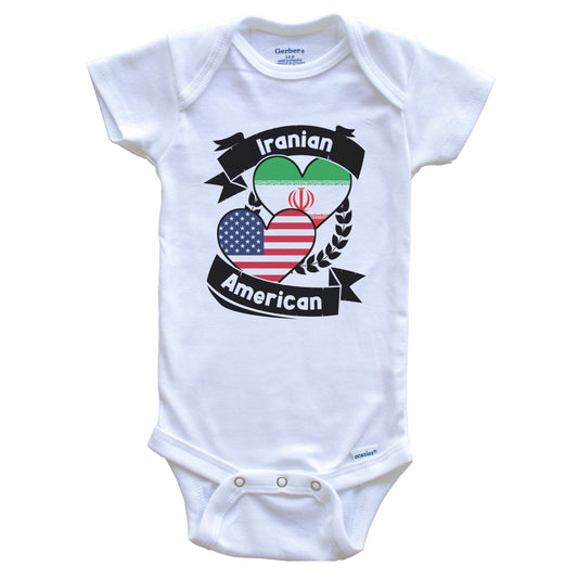 Iranian American Hearts USA Flag Iran Flag Baby Bodysuit