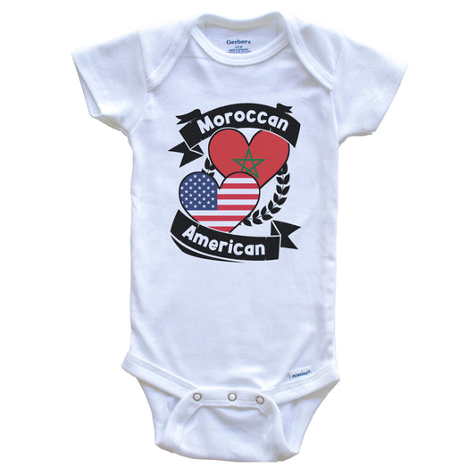 Moroccan American Hearts USA Flag Morocco Flag Baby Bodysuit