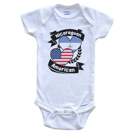 Nicaraguan American Hearts USA Flag Nicaragua Flag Baby Bodysuit