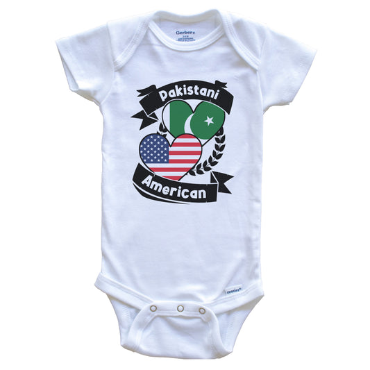 Pakistani American Hearts USA Flag Pakistan Flag Baby Bodysuit