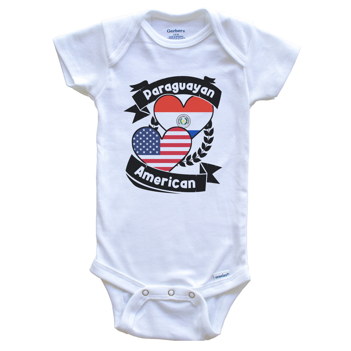 Paraguayan American Hearts USA Flag Paraguay Flag Baby Bodysuit