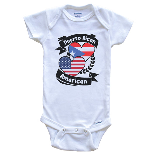 Puerto Rican American Hearts USA Flag Puerto Rico Flag Baby Bodysuit