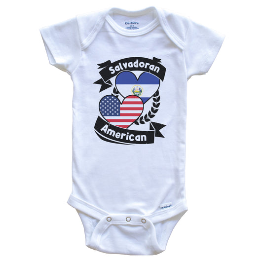 Salvadoran American Hearts USA Flag El Salvador Flag Baby Bodysuit
