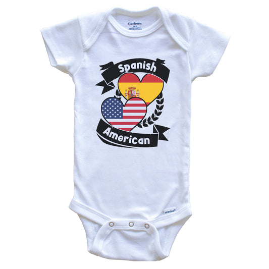 Spanish American Hearts USA Flag Spain Flag Baby Bodysuit