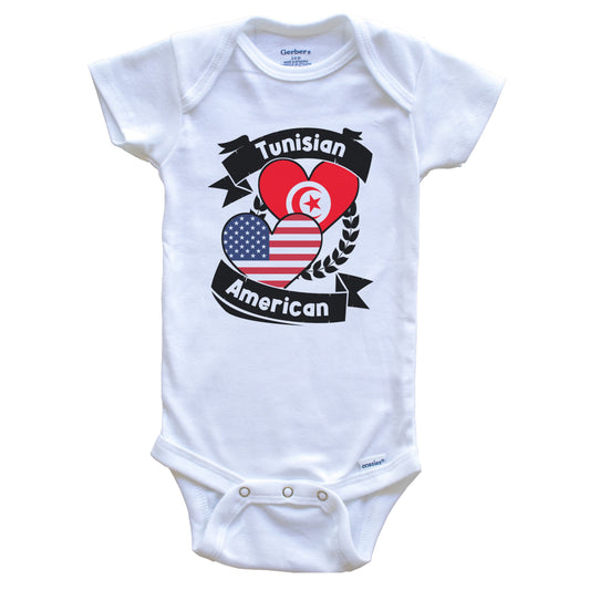 Tunisian American Hearts USA Flag Tunisia Flag Baby Bodysuit