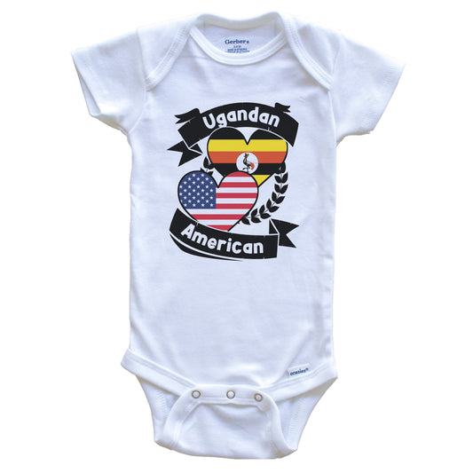 Ugandan American Hearts USA Flag Uganda Flag Baby Bodysuit