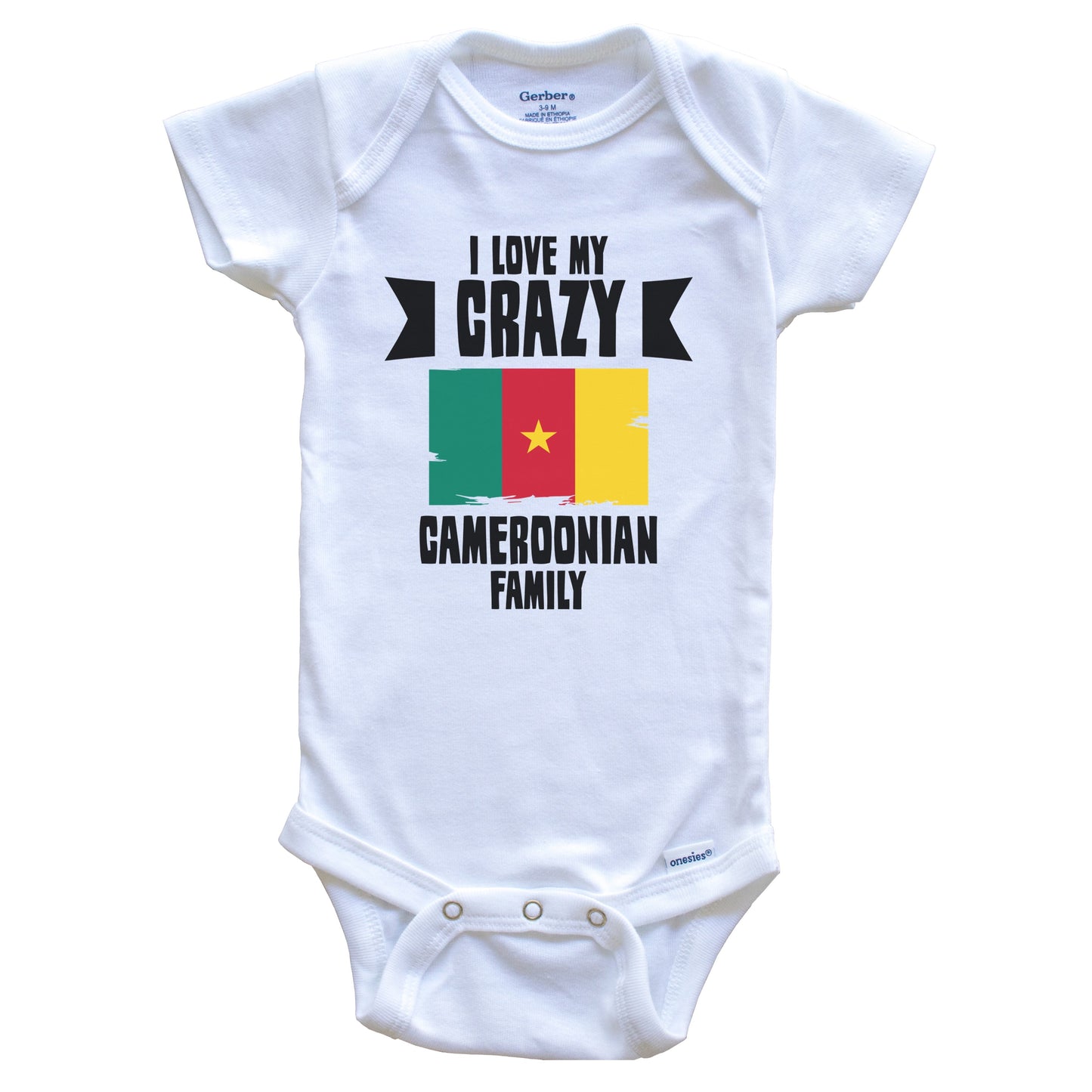 I Love My Crazy Cameroonian Family Funny Cameroon Flag Baby Bodysuit