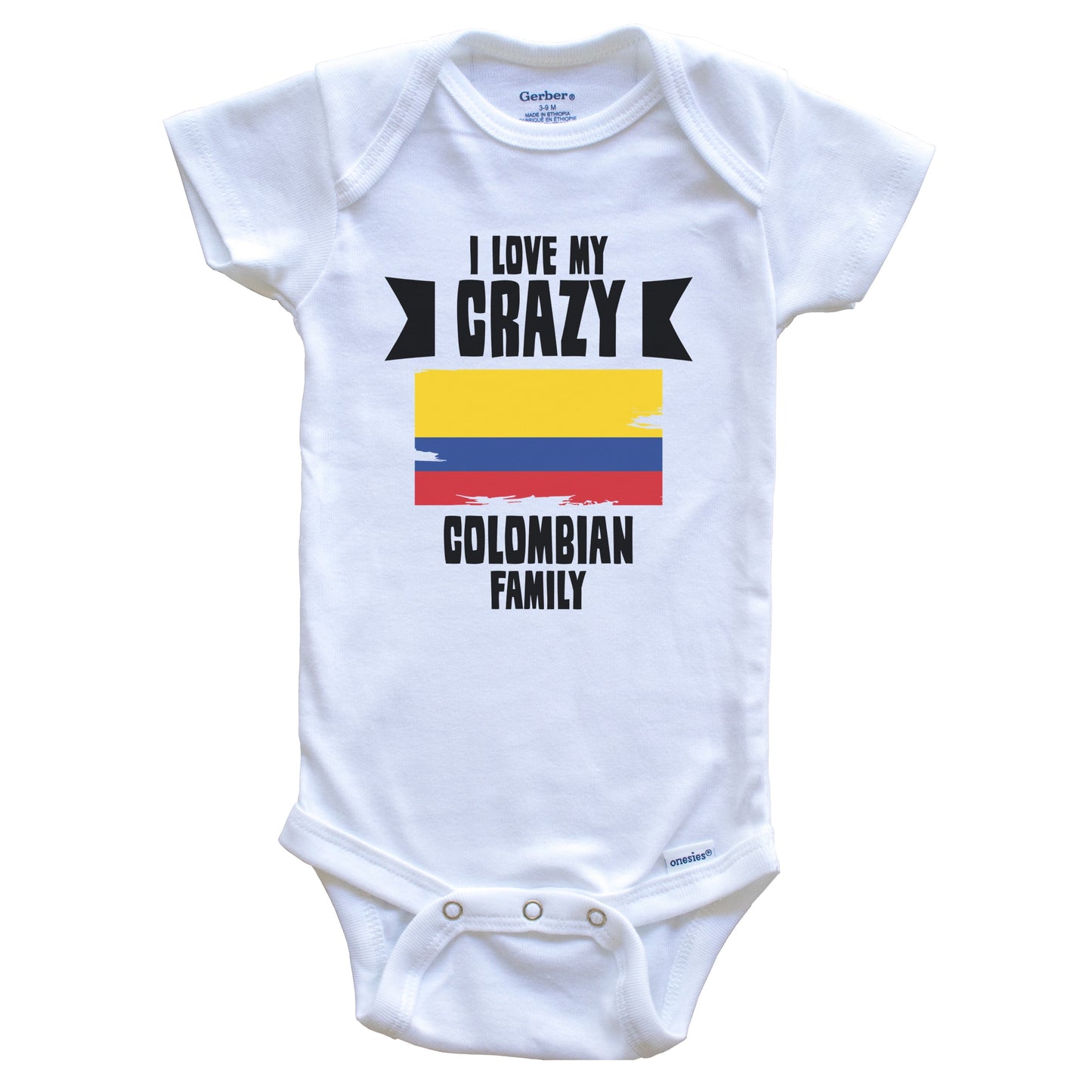 I Love My Crazy Colombian Family Funny Colombia Flag Baby Bodysuit