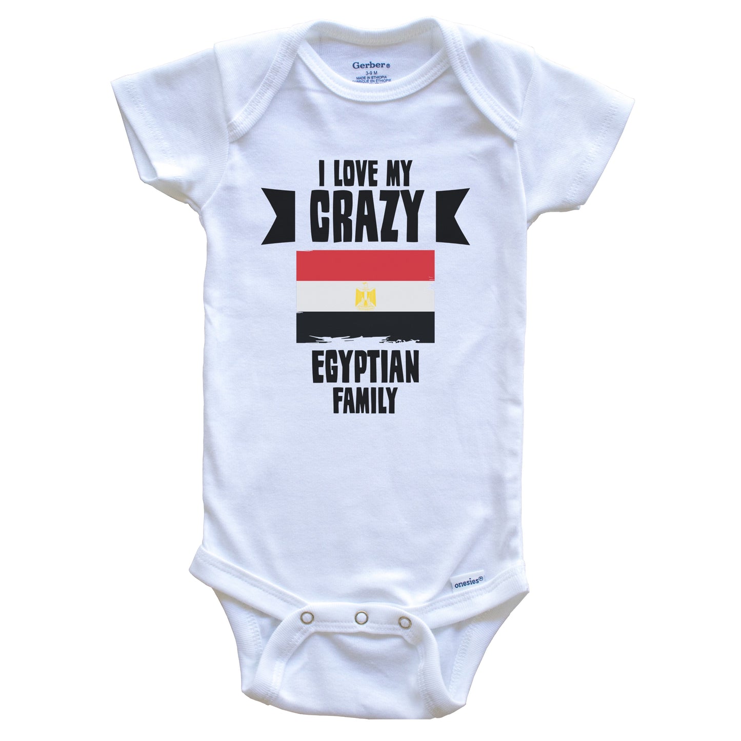 I Love My Crazy Egyptian Family Funny Egypt Flag Baby Bodysuit