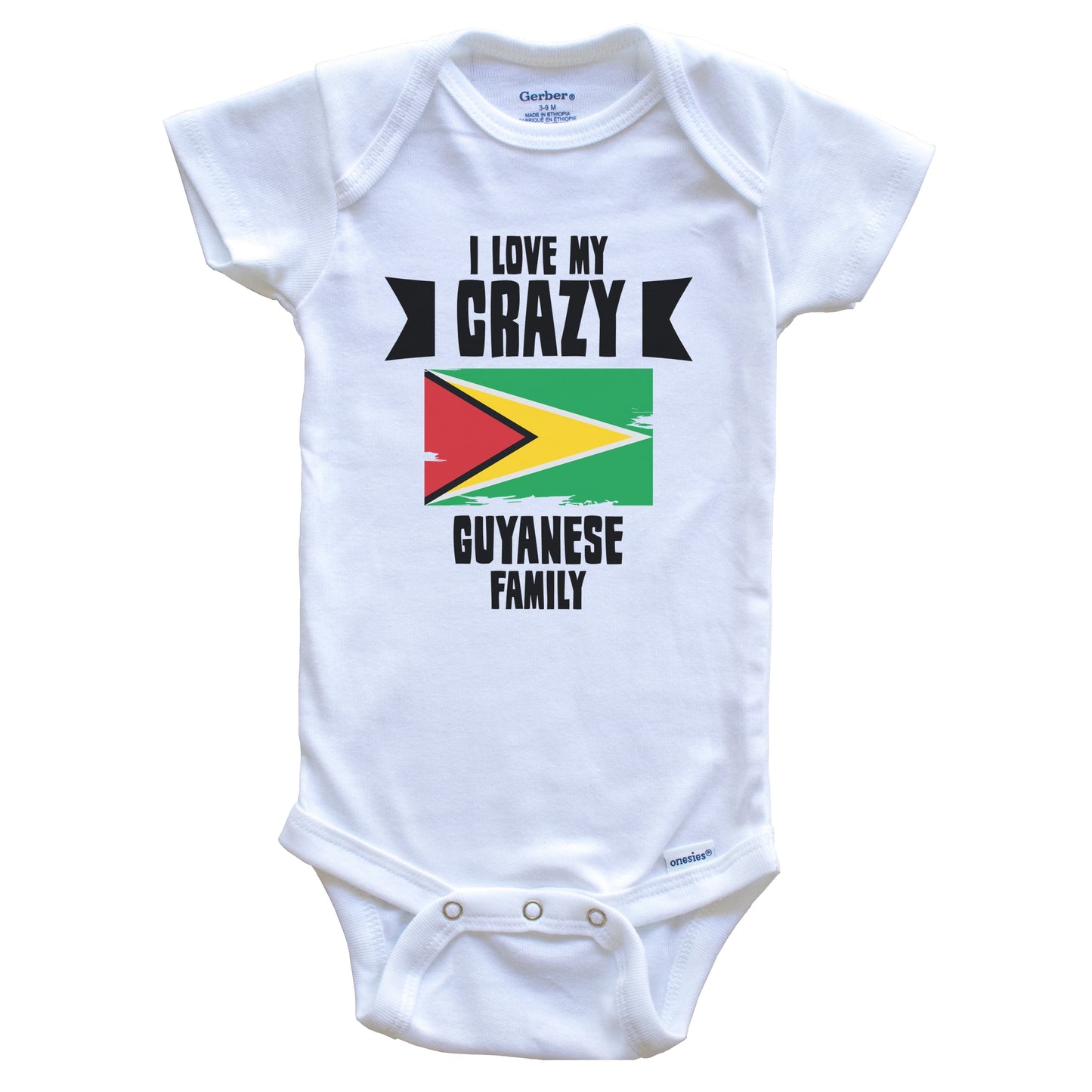 I Love My Crazy Guyanese Family Funny Guyana Flag Baby Bodysuit