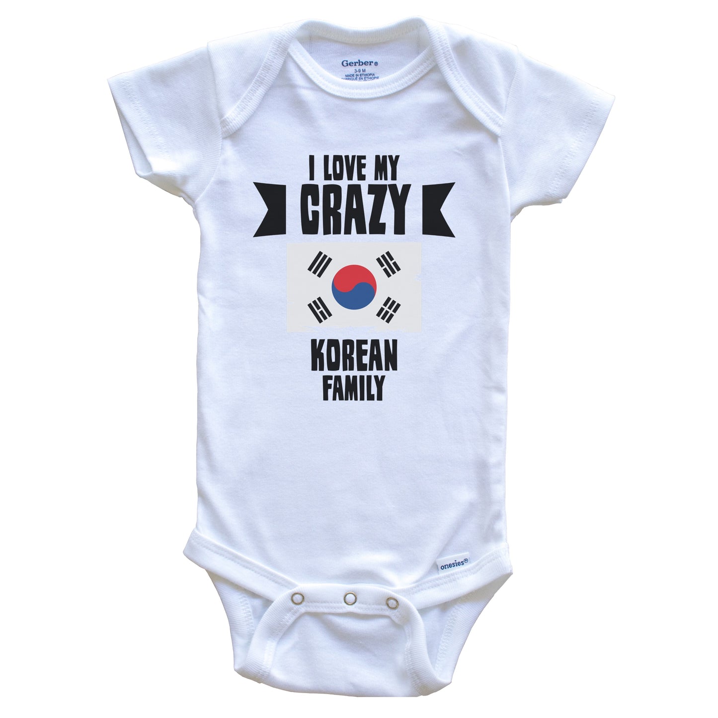 I Love My Crazy Korean Family Funny Korea Flag Baby Bodysuit