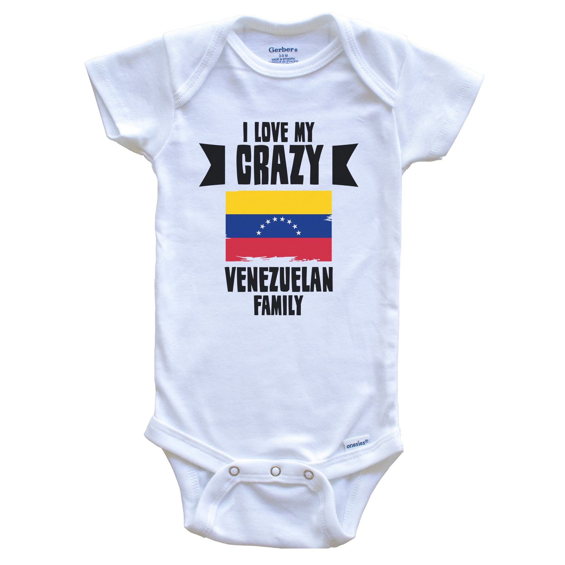 I Love My Crazy Venezuelan Family Funny Venezuela Flag Baby Bodysuit