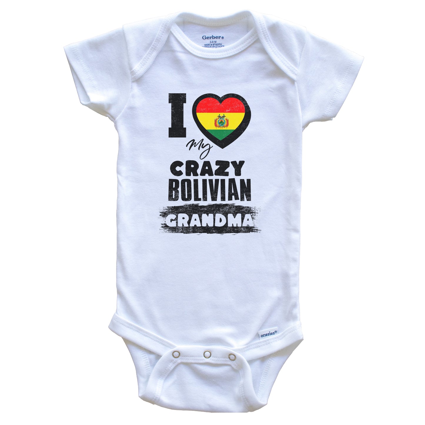 I Love My Crazy Bolivian Grandma Funny Bolivia Flag Grandchild Baby Bodysuit