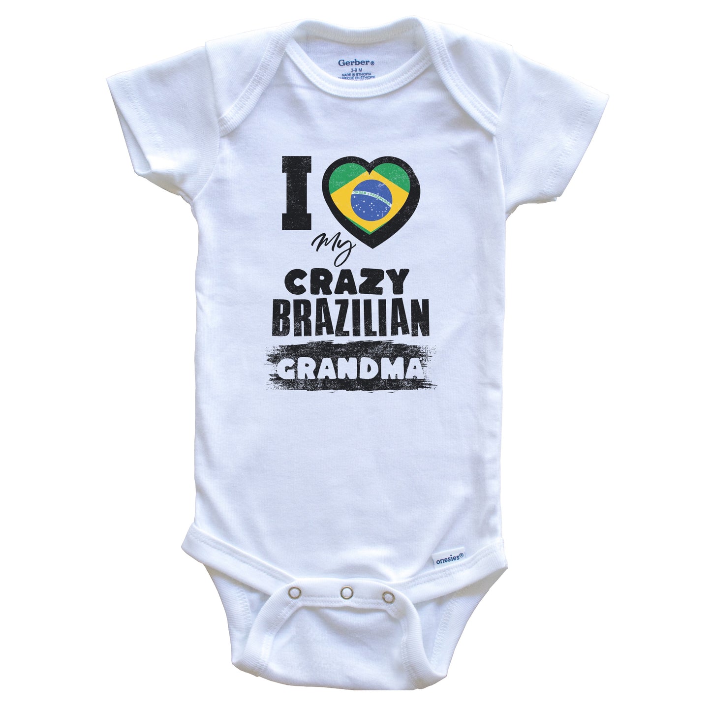 I Love My Crazy Brazilian Grandma Funny Brazil Flag Grandchild Baby Bodysuit