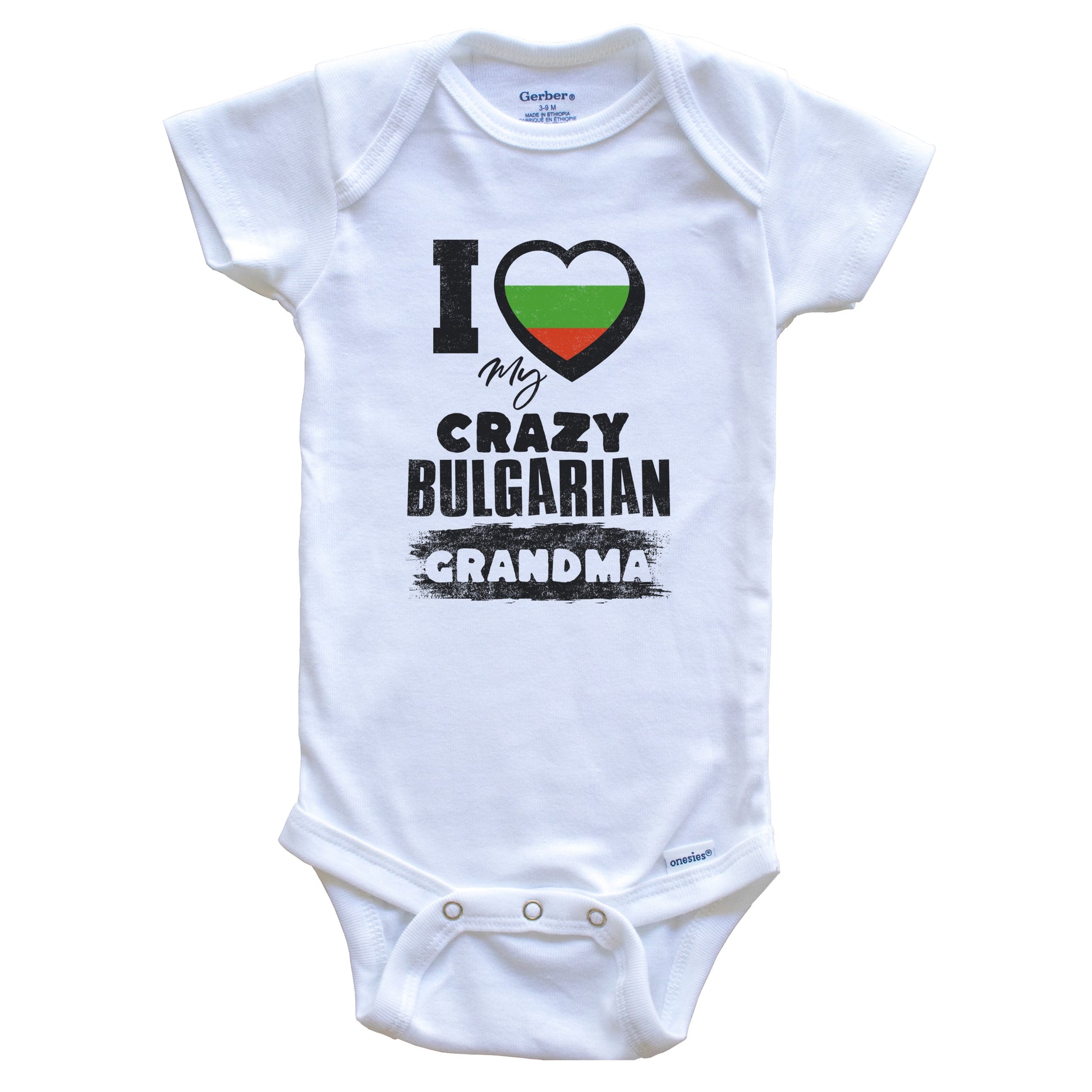 I Love My Crazy Bulgarian Grandma Funny Bulgaria Flag Grandchild Baby Bodysuit