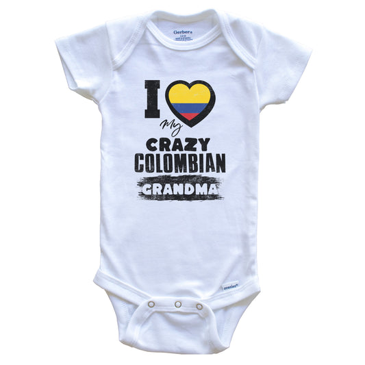 I Love My Crazy Colombian Grandma Funny Colombia Flag Grandchild Baby Bodysuit