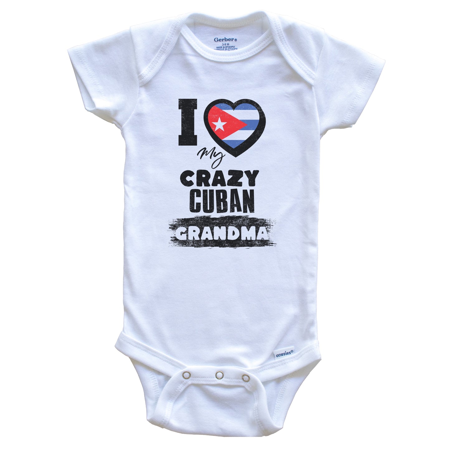 I Love My Crazy Cuban Grandma Funny Cuba Flag Grandchild Baby Bodysuit