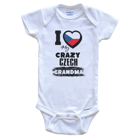 I Love My Crazy Czech Grandma Funny Czech Republic Flag Grandchild Baby Bodysuit