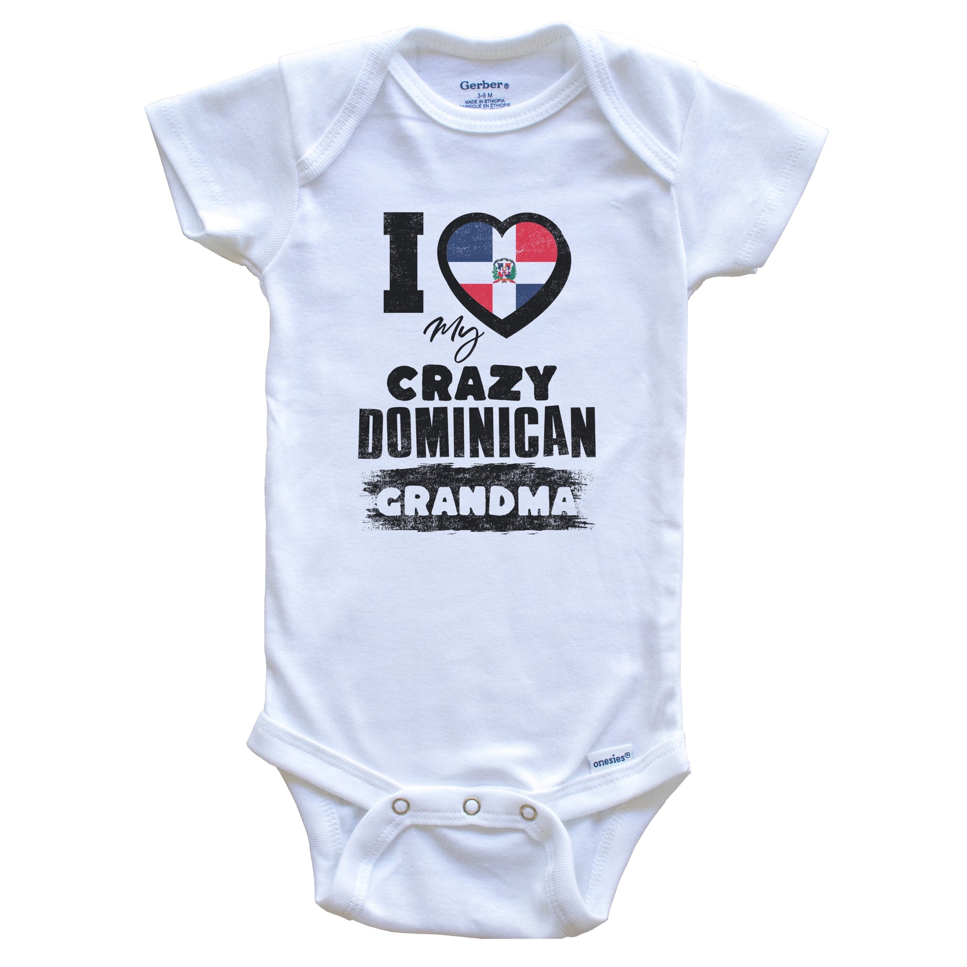 I Love My Crazy Dominican Grandma Funny Dominican Republic Flag Grandchild Baby Bodysuit