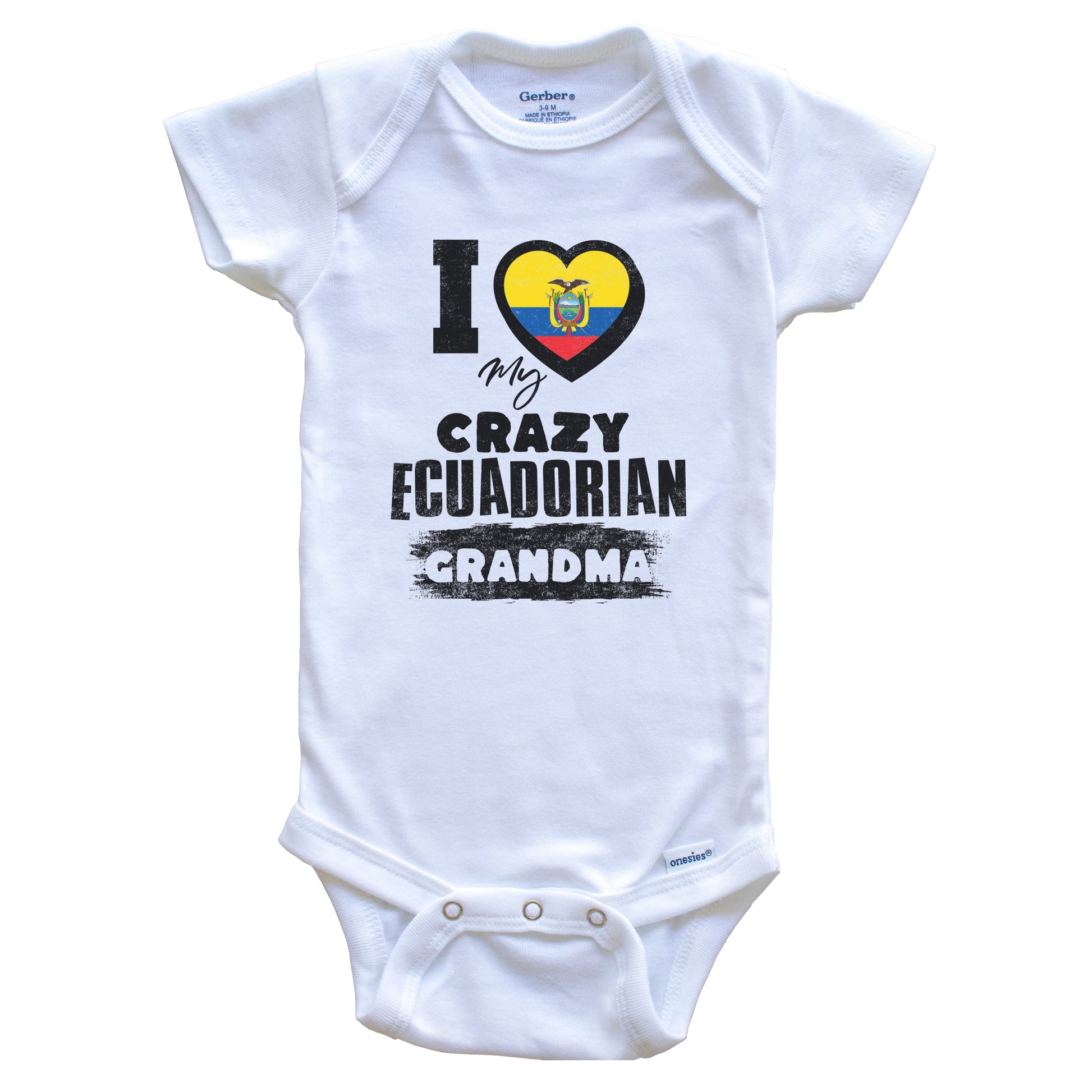 I Love My Crazy Ecuadorian Grandma Funny Ecuador Flag Grandchild Baby Bodysuit