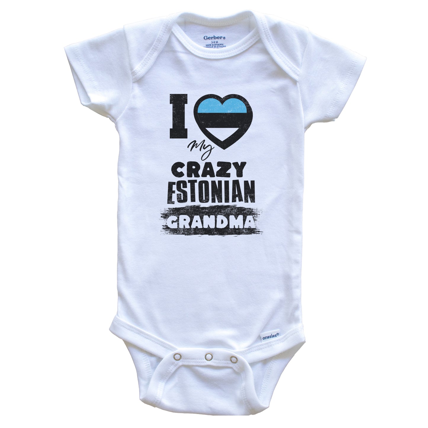 I Love My Crazy Estonian Grandma Funny Estonia Flag Grandchild Baby Bodysuit