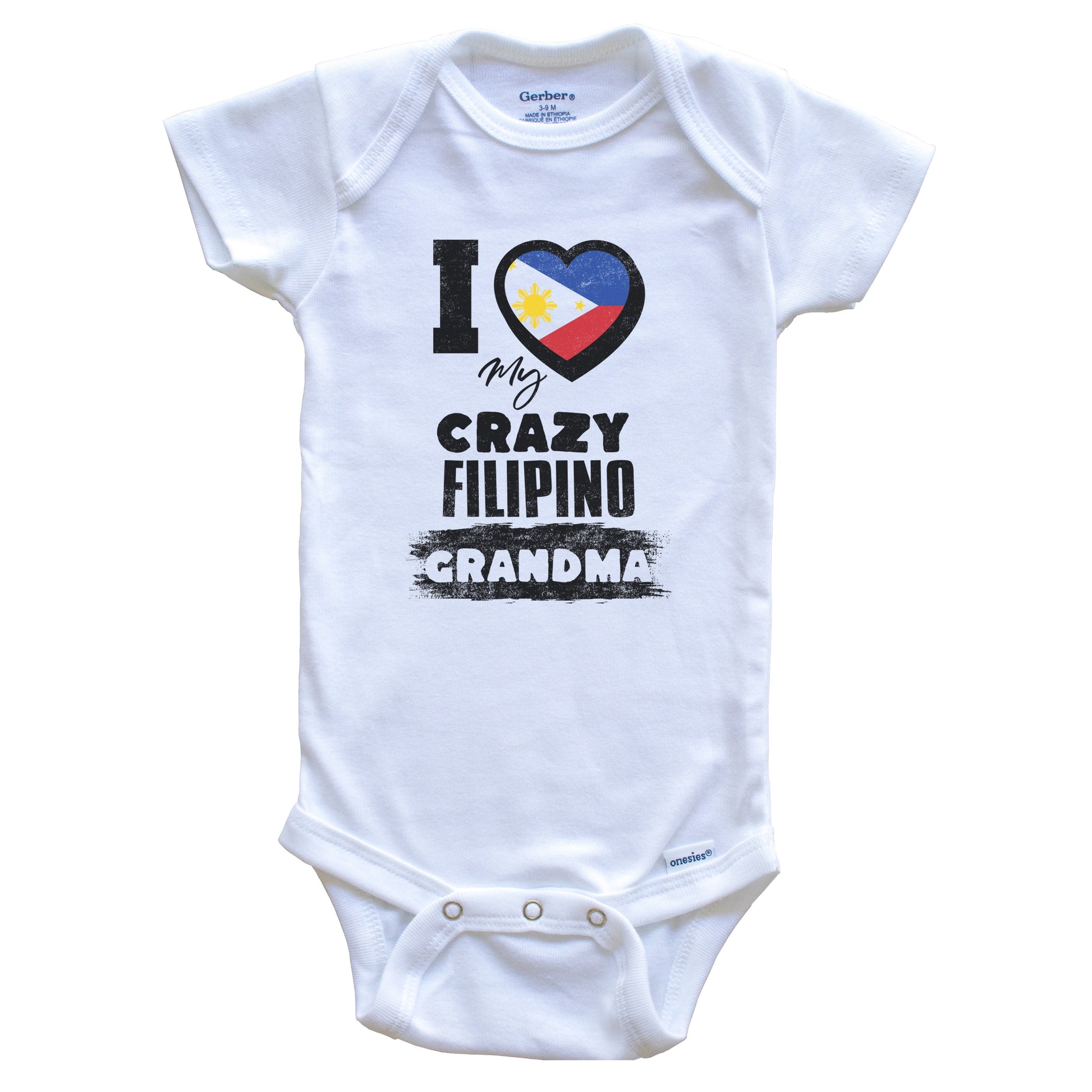 I Love My Crazy Filipino Grandma Funny Philippines Flag Grandchild Baby Bodysuit