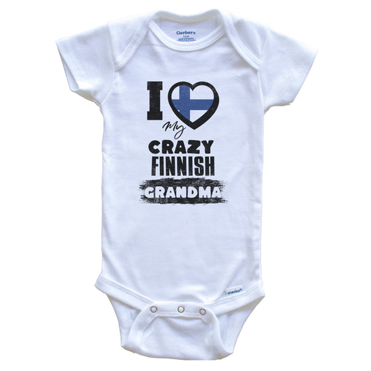 I Love My Crazy Finnish Grandma Funny Finland Flag Grandchild Baby Bodysuit