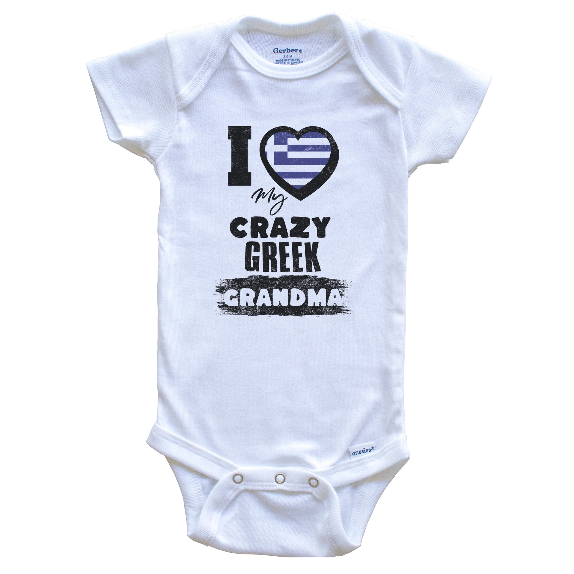 I Love My Crazy Greek Grandma Funny Greece Flag Grandchild Baby Bodysuit