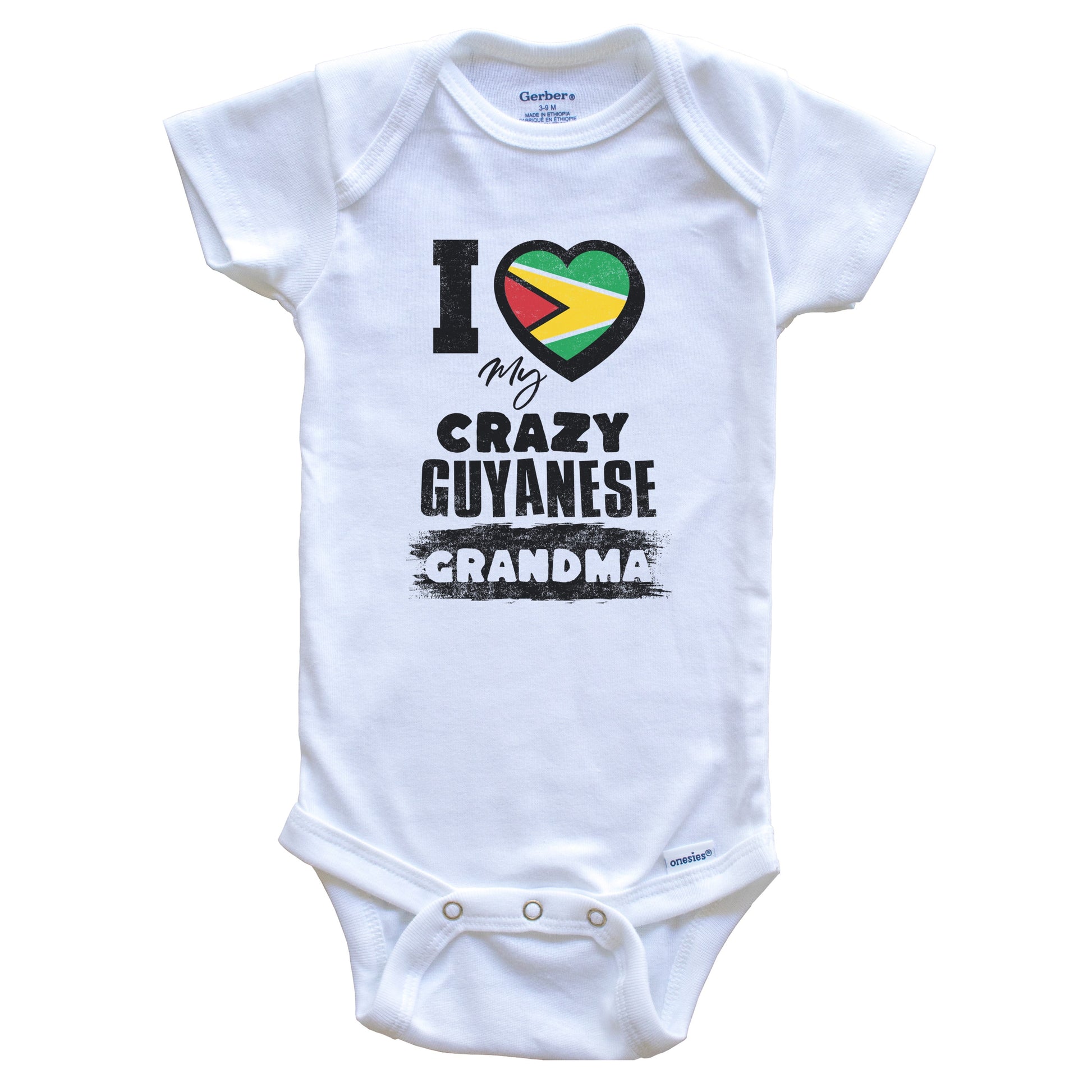 I Love My Crazy Guyanese Grandma Funny Guyana Flag Grandchild Baby Bodysuit