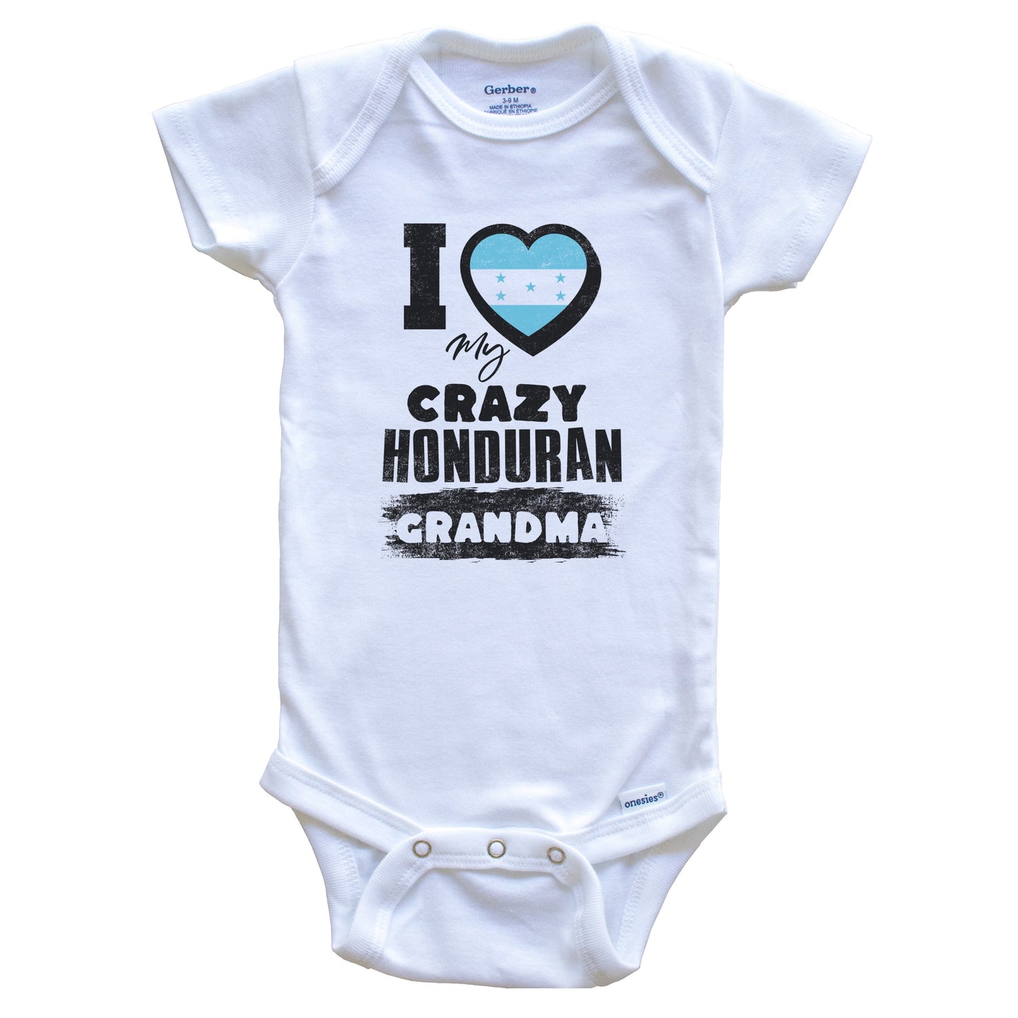 I Love My Crazy Honduran Grandma Funny Honduras Flag Grandchild Baby Bodysuit