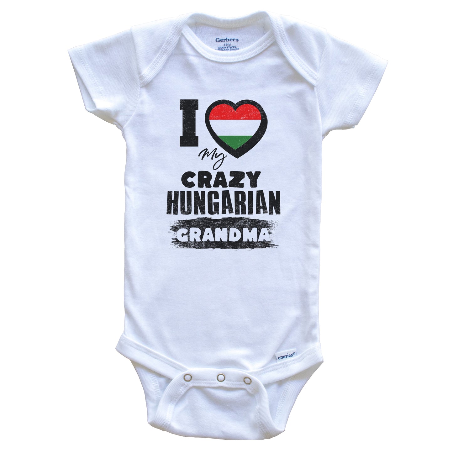 I Love My Crazy Hungarian Grandma Funny Hungary Flag Grandchild Baby Bodysuit