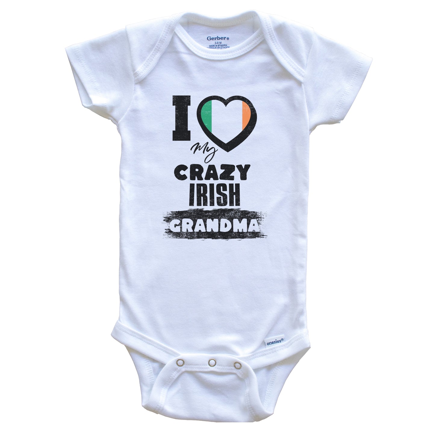 I Love My Crazy Irish Grandma Funny Ireland Flag Grandchild Baby Bodysuit