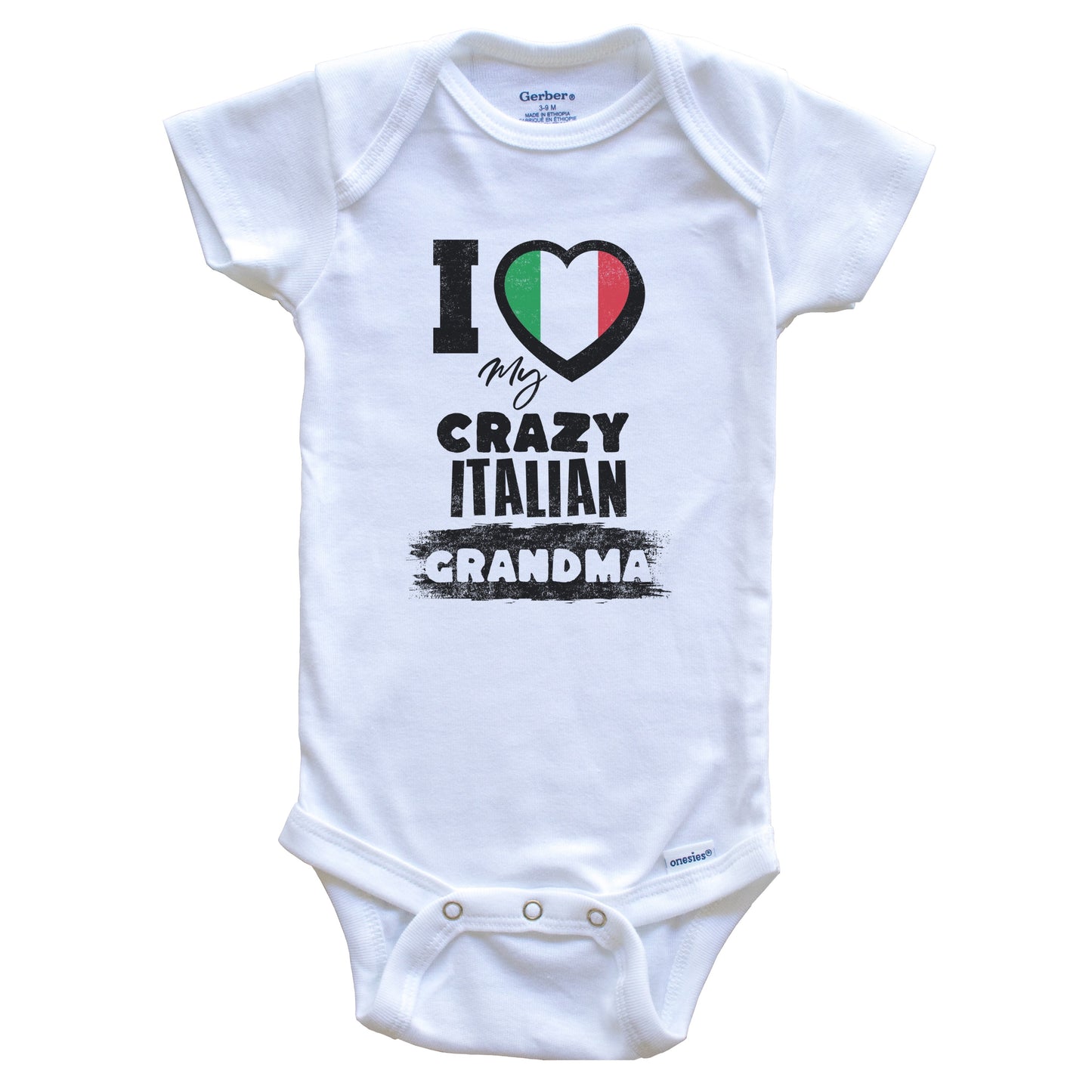 I Love My Crazy Italian Grandma Funny Italy Flag Grandchild Baby Bodysuit