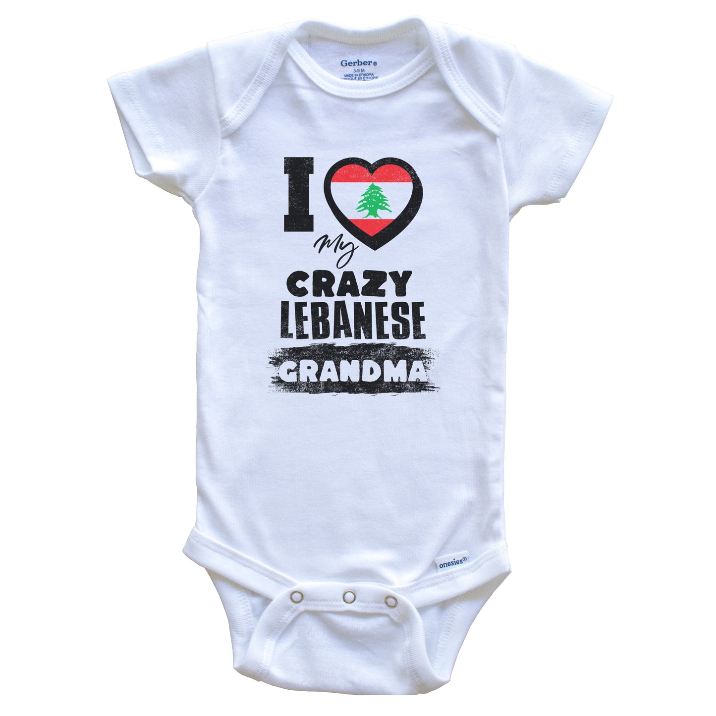 I Love My Crazy Lebanese Grandma Funny Lebanon Flag Grandchild Baby Bodysuit