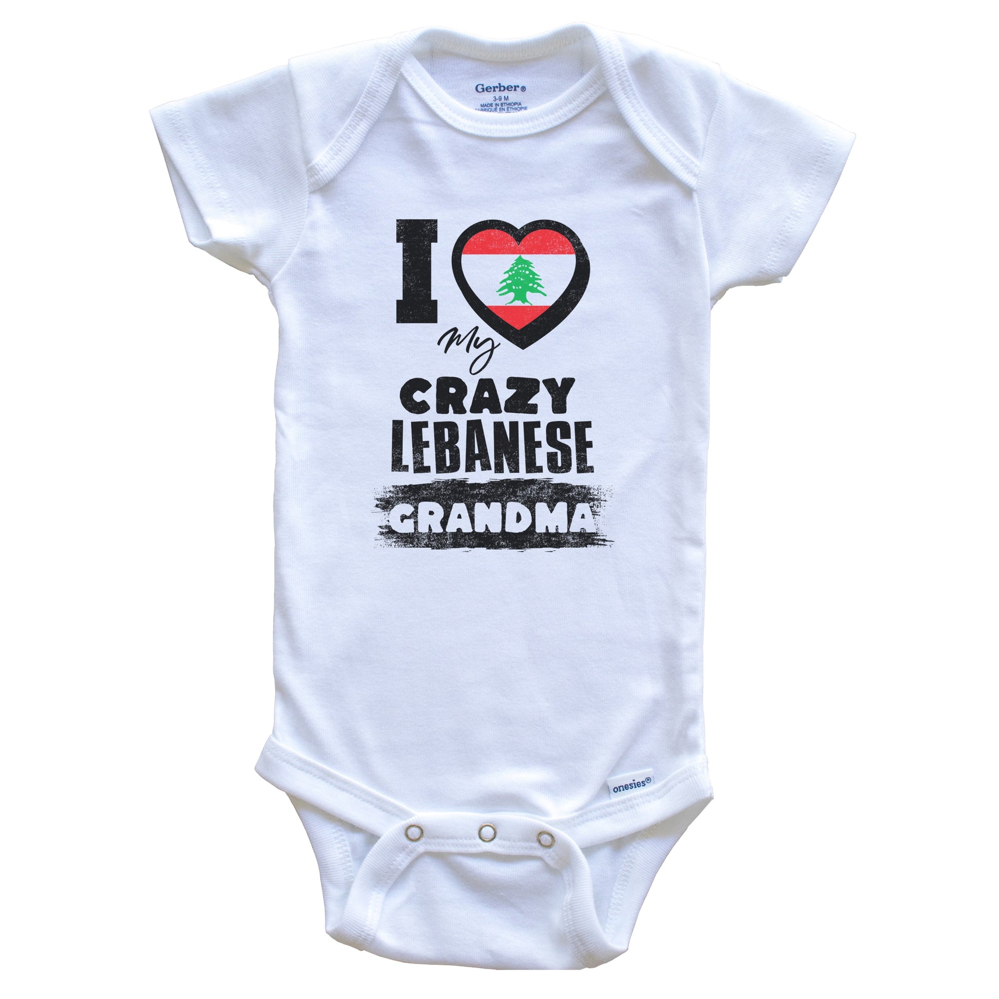 I Love My Crazy Lebanese Grandma Funny Lebanon Flag Grandchild Baby Bodysuit